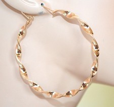 Orecchini Donna oro dorati cerchi maxi ondulati intrecciati lucidi eleganti D108