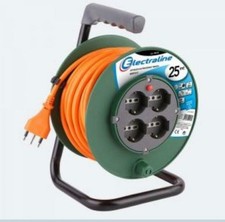ELECTRALINE PROLUNGA ELETTRICA 25 MT CON AVVOLGICAVO 4 SCHUKO + 10/16A 49018