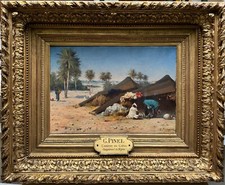 Gustave Nicolas Pinel (1842-1896) - Campeggio Di Africani A Gabes, Orientalismo