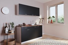 Cucina Mini Cucina Singola Luis 150 CM Bianco Nero Senza Frigorifero