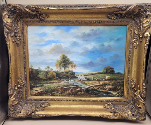 Antico quadro paesaggio - , olio