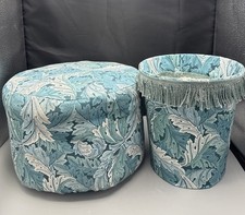 Pouf poggiapiedi blu vintage