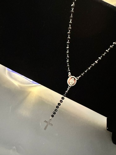 Collana rosario onice nera - ,