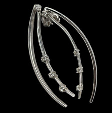 ORECCHINI PENDENTI DI ORO BIANCO 18 CARATI NUOVO CON 8 DIAMANTI AUTENTICI 0,09KT