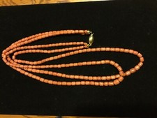 Collana antica/vintage due fili corallo Sciacca chiusura oro 18 carati 80 grammi