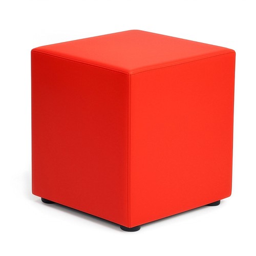 Cubo seduta ecopelle rosso