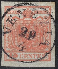 1850 ASI Lombardo Veneto 15 cent rosso II tipo sassone 4