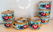 Servizio da tè/caffè vintage CERAMICHE DI VIETRI italiano dipinto a mano FIRMATO per 5