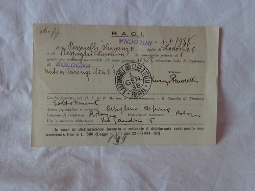 Fascismo 1938 patente guida - fascismo,