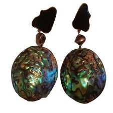 Orecchini Vintage di Lusso e Rari in Conchiglia di Madreperla Naturale e Perle