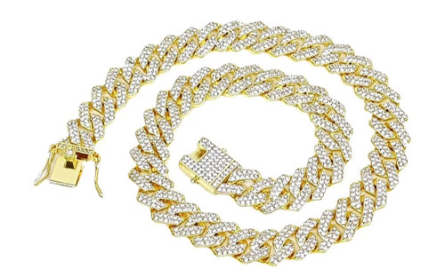 Collana maglia cubana strass