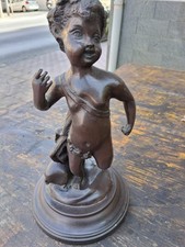 PUTTO IN BRONZO ANTICO MISURA H. 30 CM CIRCA BASE DIAMETRO 17 CM CIRCA VEDI FOTO