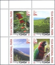 Tonga 2017 Parco Nazionale di Eua, pappagalli, uccellini, foresta pluviale tropicale, natura MNH