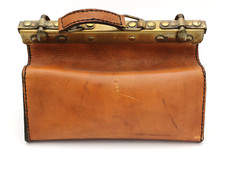 BORSA DA DOTTORE BAULETTO VINTAGE IN CUOIO ED OTTONE - MID CENTURY