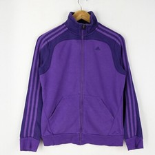 Felpa Adidas Taglia S Donna Cotone Viola Comodo Sportivo Zip Intera Logo