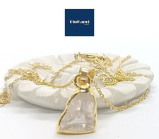 Collana e ciondolo donna laminato oro giallo con quarzo naturale porta fortuna 5