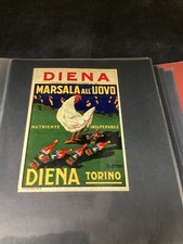 ETICHETTA VINO PUBBLICITARIA D’EPOCA DIENA MARSALA ALL’UOVO TORINO 