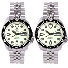 Orologio Uomo Automatico 20ATM Diving Tandorio 41mm NH36 Vetro Zaffiro Lunetta Argento/Nero