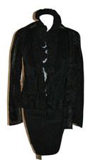 RINASCIMENTO SET 3 PEZZI BLAZER TAILLEUR + GONNA + SCIARPA CASUAL ELEGANTE NERO 