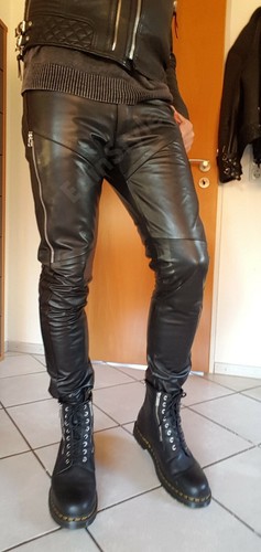 Pantalone uomo vera pelle - , slim