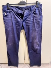 pantalone uomo 32 Armani Jeans Comodo Estivo Leggero Blu Bottoni Tasche Usato