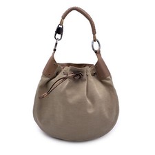 Autentica borsa a tracolla Gucci beige tela pelle coulisse hobo bag tote bag