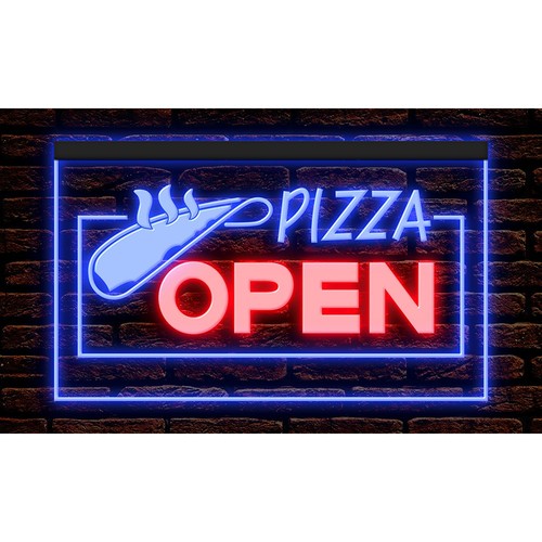 Insegna neon illuminata aperta - insegna,