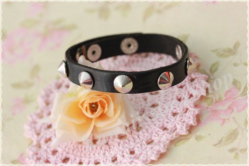 Bracciale pelle nero - , a
