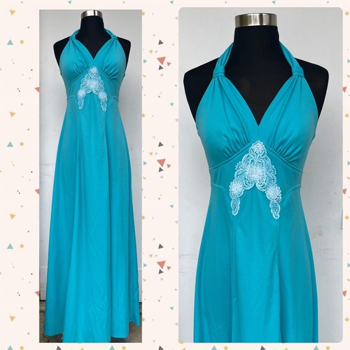 Maxi abito formale vintage blu