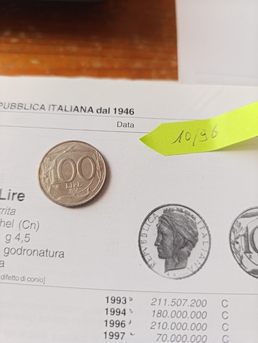 Moneta 100 lire - del, 1996