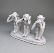 TRE 3 SCIMMIETTE SCIMMIE SCULTURA CERAMICA ARCEA VINTAGE TORINO - CAPODIMONTE ?