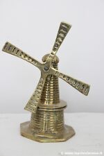 ANTICA CAMPANELLA IN OTTONE  H 18cm Kg 1,200 MULINO VINTAGE WINDMILL BRASS BELL 