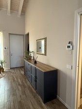 Madia Di Legno Colore Blu Navy 221 Cm Di Lunghezza