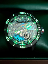 Orologio uomo Automatico Carbonio graffiti arte Hip Hop Racing Street-Art Nero