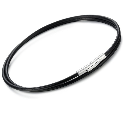 Collana corda cuoio nero - in, di