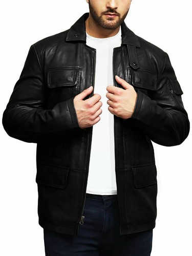 Giacca biker pelle slim fit - biker, in