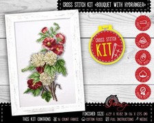 Kit punto croce fiori malva e ortensia con motivo facile da contare