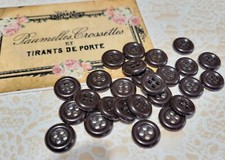 25 bottoni vintage cioccolato fondente lucido MARRONE 4 fori 1/2 pollice nuovi vecchio magazzino