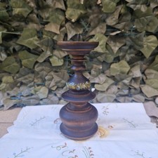 Candeliere Antico In Legno Con Fiori