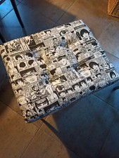 SGABELLO POUF VINTAGE fumetti Valentina pezzo unico rivestito trapuntato bottoni
