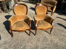 POLTRONE LUIGI FILIPPO IN NOCE MASSELLO CON INTARSIO FACENTE PARTE DI UN SALOTTO