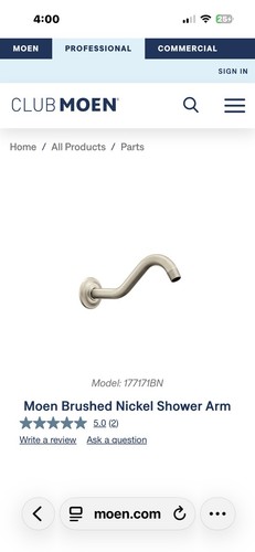 Moen 177171bn braccio - moen, doccia