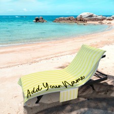 Personalizzato Giallo Righe - Lunghezza Intera Lettino Solare Telo con Tasche