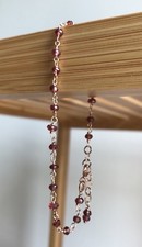 Bracciale granato naturale montato su argento 925 placcato oro rosso