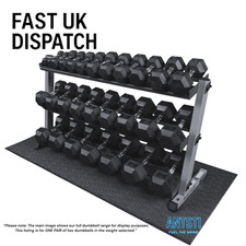 ⭐ Rubber Hex Dumbbells Pair – Cast Iron Weights 4kg–20kg – Home Gym UK