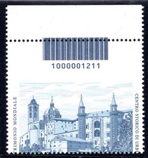 Urbino varietà euro 2,80 - intaglio spostato - codice a barre