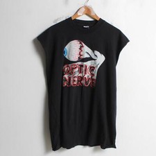 Vintage The Optic Nerve Band Cut Off Vest T-Shirt - Nero - Taglia XL V RARA (ET1)
