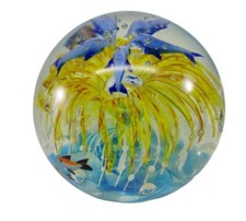 Fermacarte in vetro per acquario arte marina delfini e pesci