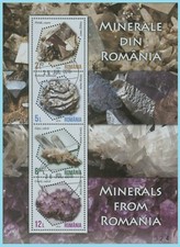 Romania 2018 minerali, solfuri, carbonati, quaz Michel blocco 745 @, edizione = SOLO 245!
