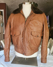 Giacca Bomber Vintage USA Uomo SCHOTT BIKER PELLICCIA FODERATA PELLE MARRONE Tg 44